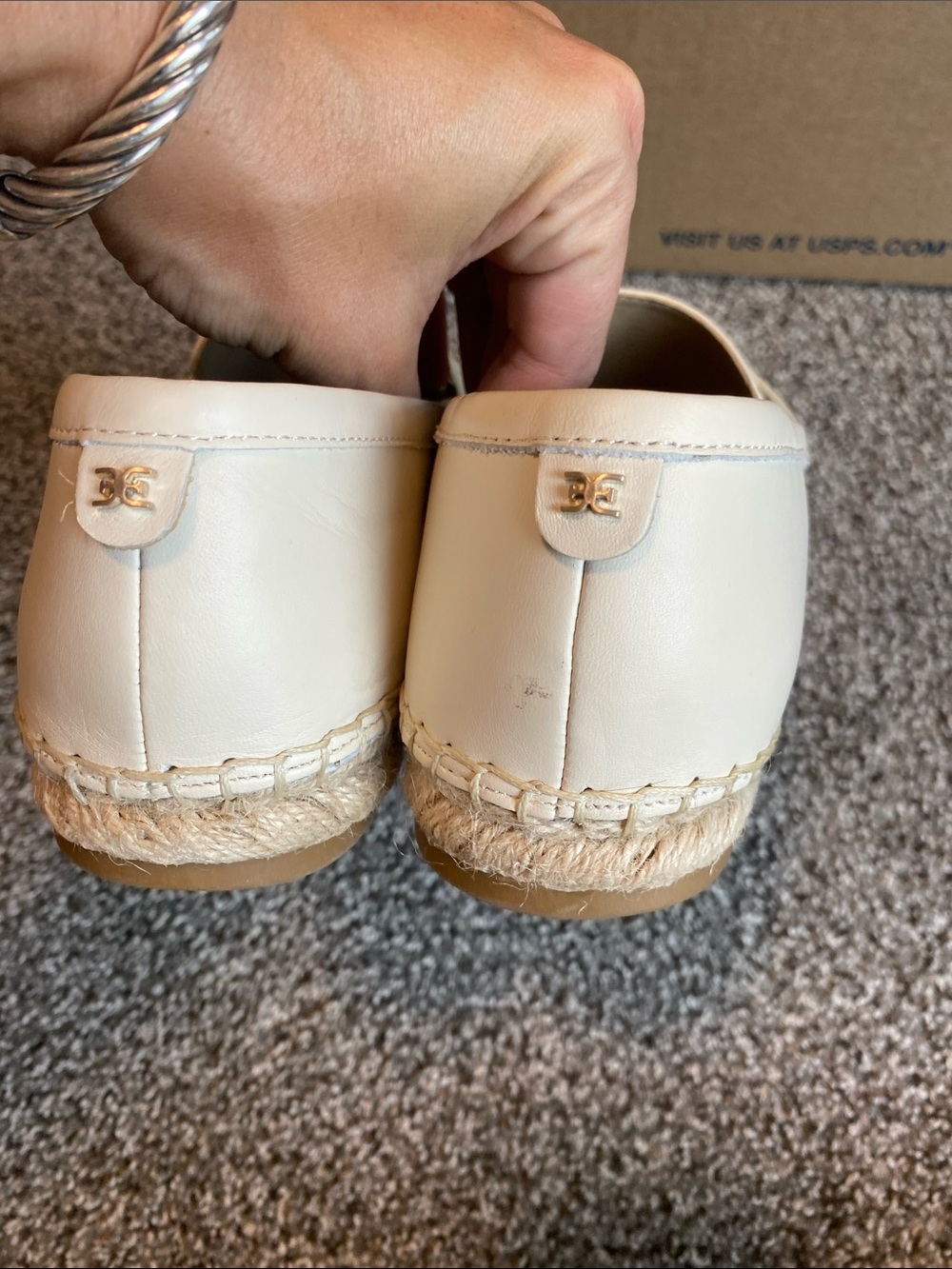Sam Edelman Cream Leather Espadrille Loafers - Picture 6 of 10